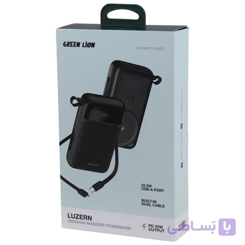 پاور بانک بی سیم فست شارژ گرین لاین Luzern GL-PB47 PD 22.5W ظرفیت 20000 میلی آمپر ساعت