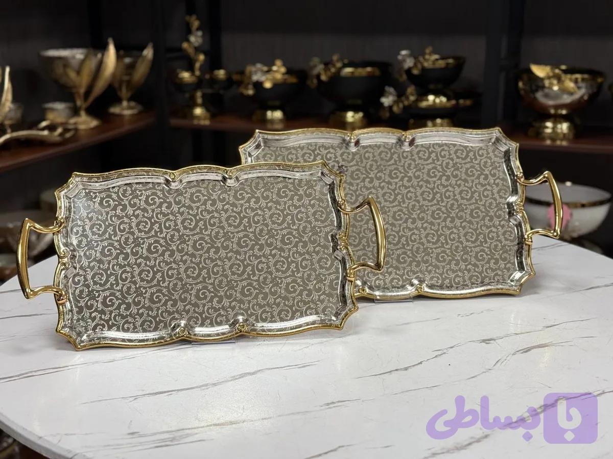 سینی چای استیل دوسایز وارداتی