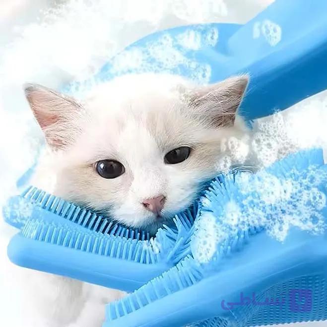 دستکش حمام سیلیکونی سگ و گربه | دستکش شستشوی حیوانات خانگی | وارداتی