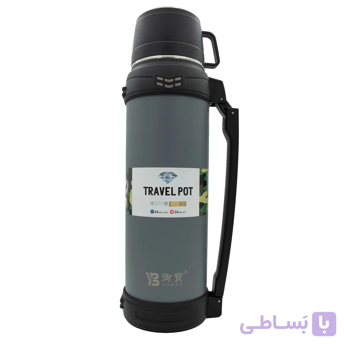 فلاسک سرد و گرم استیل ۳۰۴ بنددار ۲۳۰۰ میل رنگ طوسی