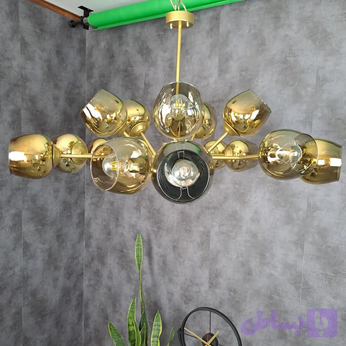 لوستر مدرن حبابی ۱۵ شعله(دارای تنوع رنگی)