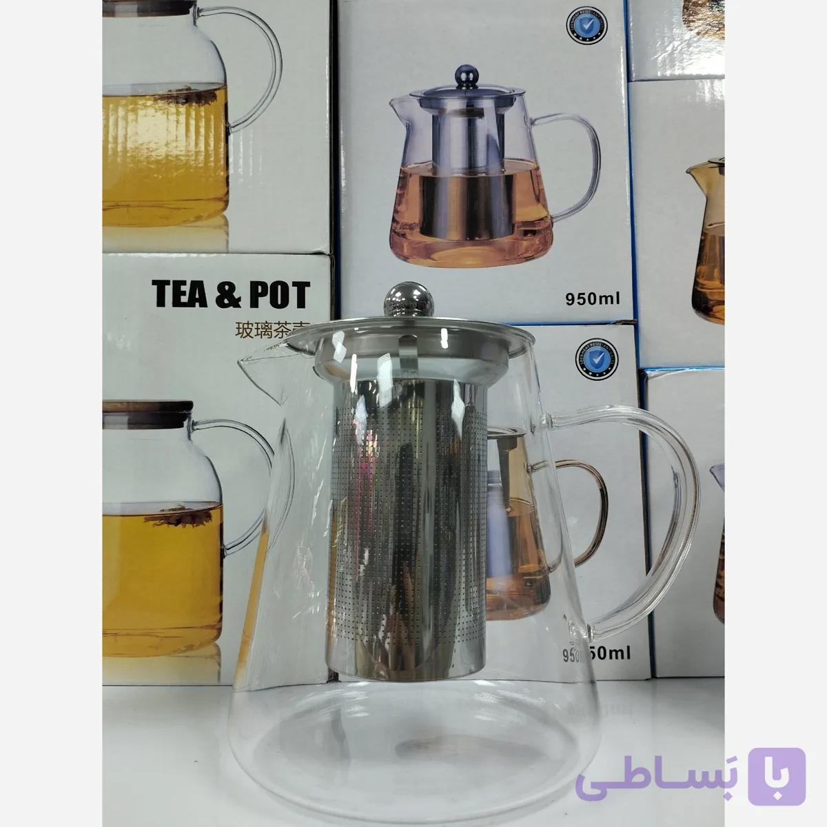 قوری پیرکس درب استیل موجود در سه سایز