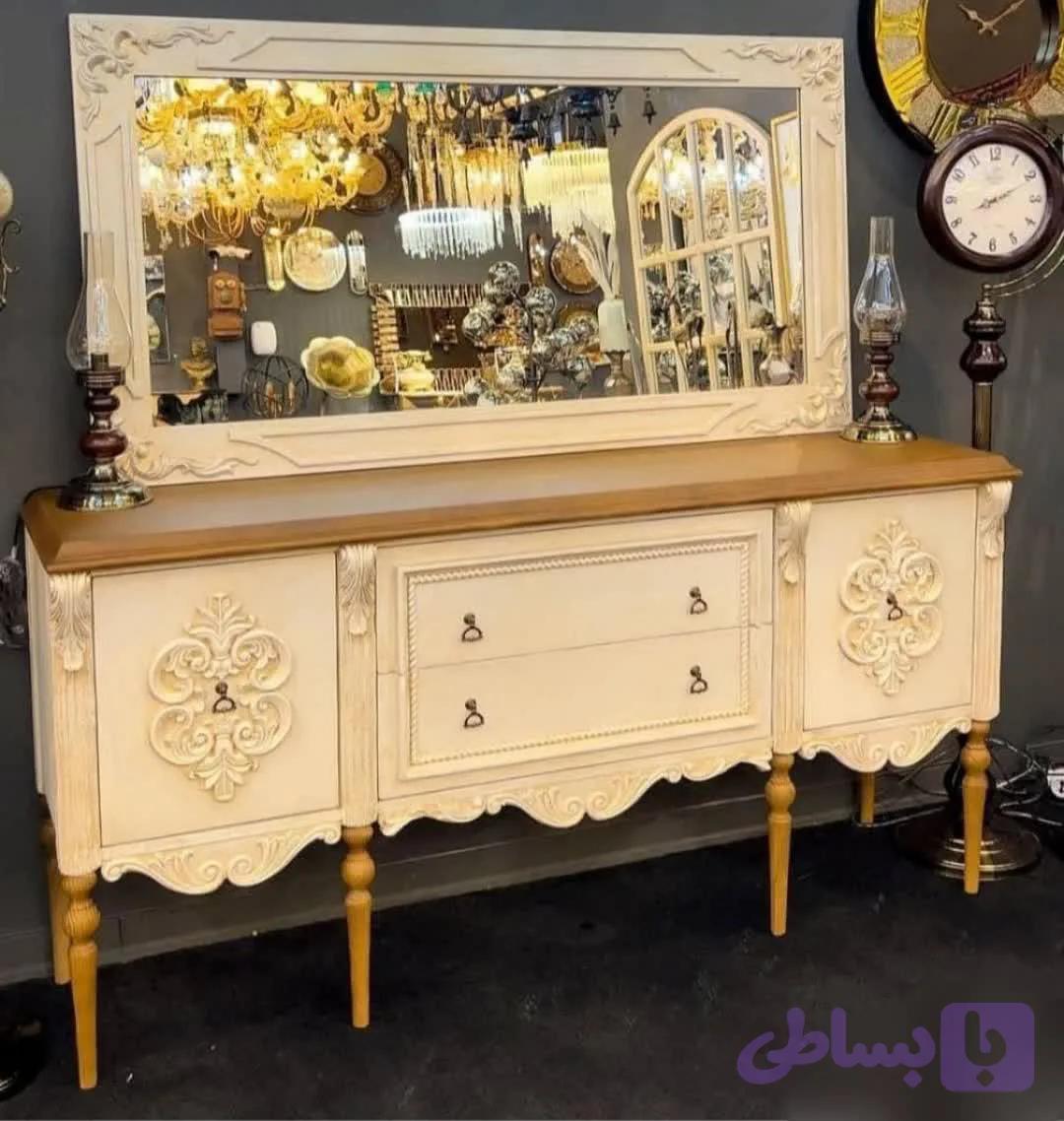 میز کنسول و میز تلویزیون ست تمام چوبی با کیفیت درجه یک مدل کلاسیک