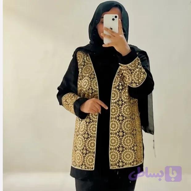 کت سوزن دوزی مشکی و طلایی