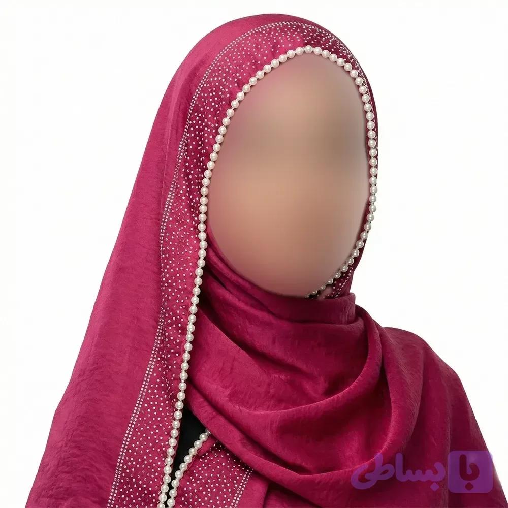 شال مرواریدی زنانه جنس ساتن گلکسی ابعاد 182 در 73 سانتیمتر