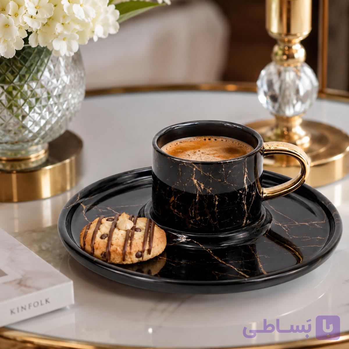 ست قهوه خوری ترک مدل ماربل گرد
