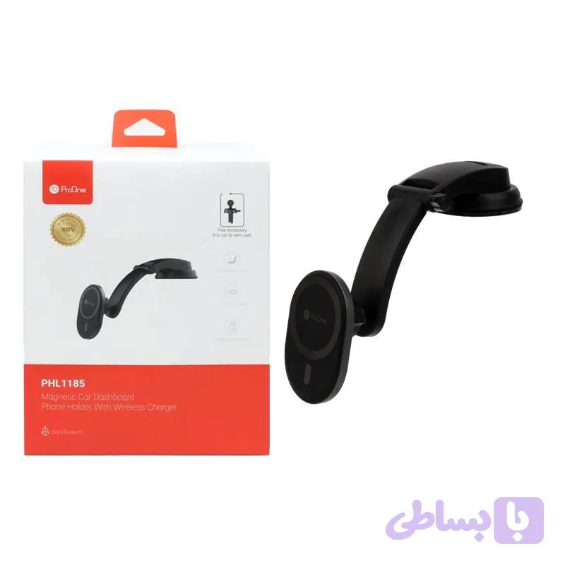 هولدر و شارژر وایرلس گوشی موبایل پایه دار مگنتی ProOne مدل PHL1185 به همراه گیره اتصال به دریچه کولر