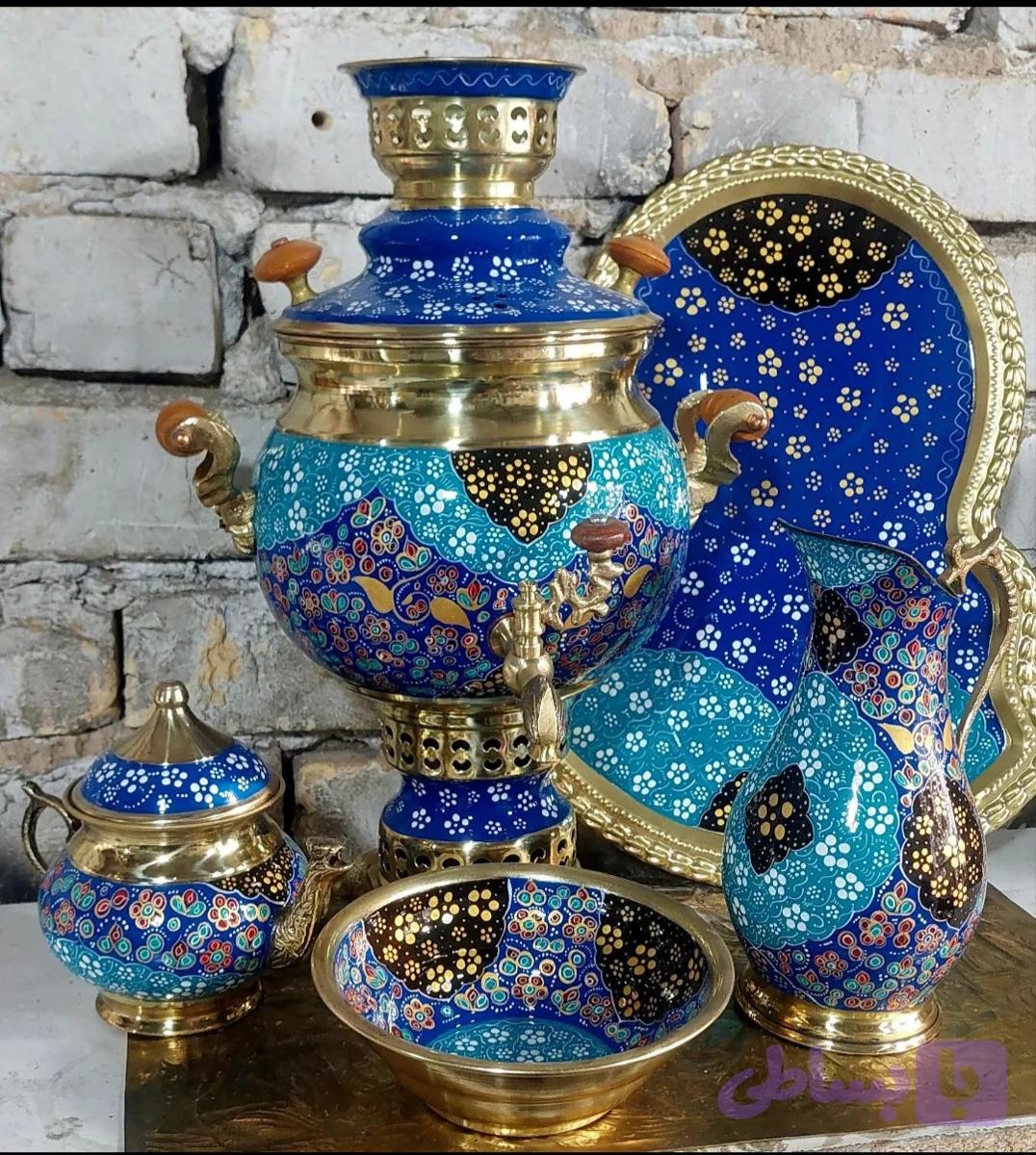 سماور زغالی الماس تراش و پرداز برنجی نانو شده