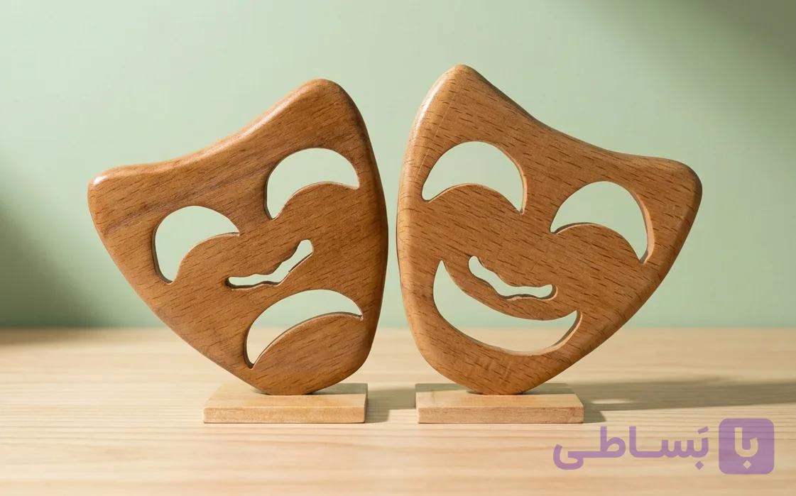 استند چوبی دکوراتیو وودیاهوم مدل خنده و گریه