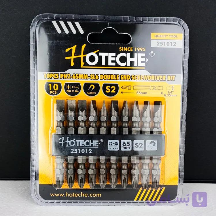 بیت پیچ گوشتی دو طرفه چهارسو و دو سو - پک 10 عددی - سر مته دریل چهارسو و دوسو- برند اصلی Hoteche هوتچ (251012)
