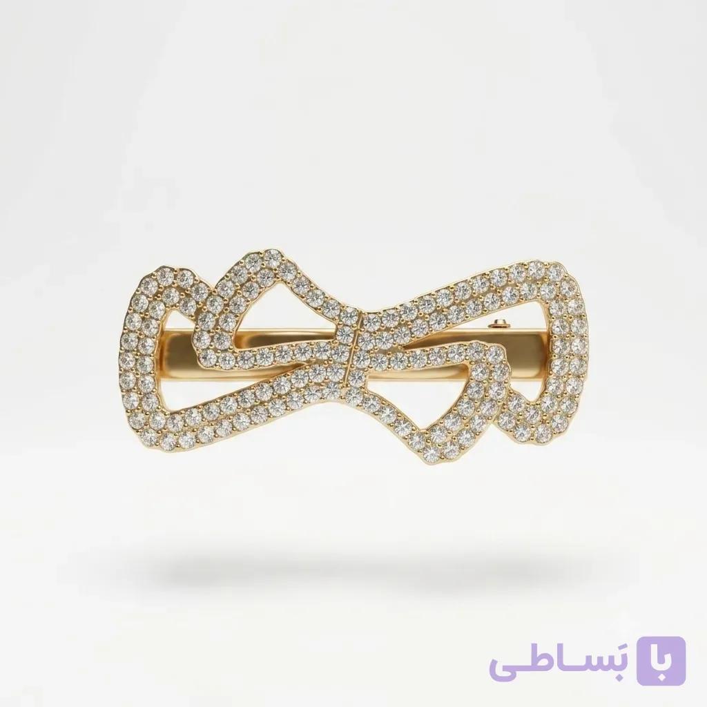 گیره مو پاپیون مدرن طلایی