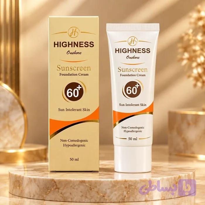 کرم ضدآفتاب و فاندیشن هاینس (رنگی) Highness Onshore SPF60+ حجم ۵۰ میلیلیتر