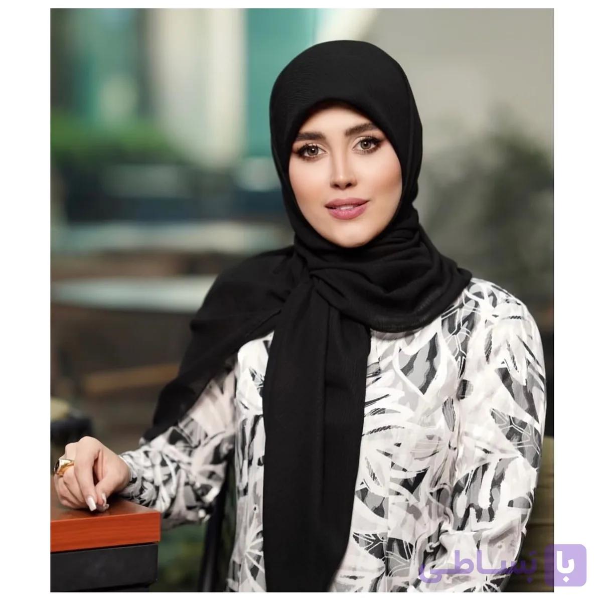 روسری زنانه مشکی ساده جت بلک