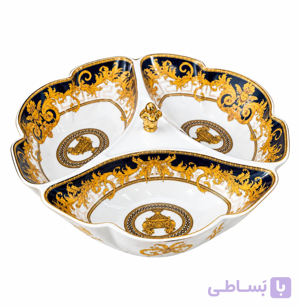 اردوخوری سهخانه چینی طرح ورساچه طلایی