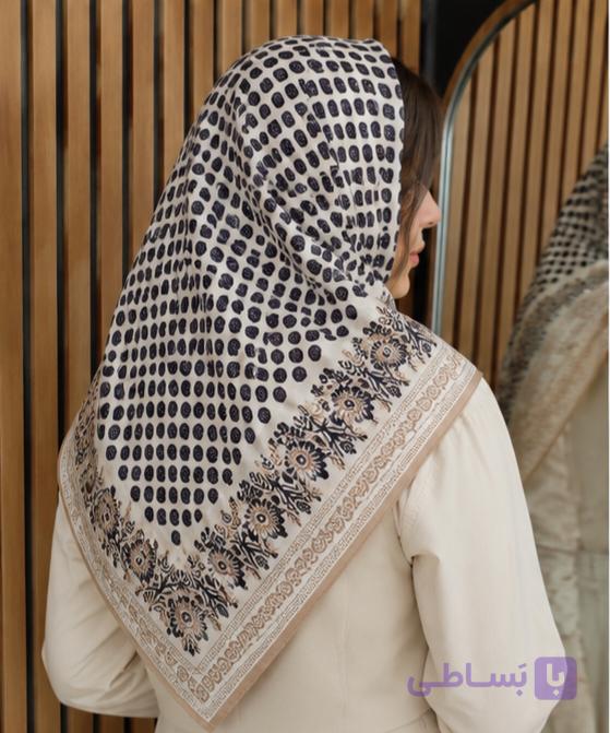 روسری نخ پنبه قواره ۹۵ طرح دار میکس