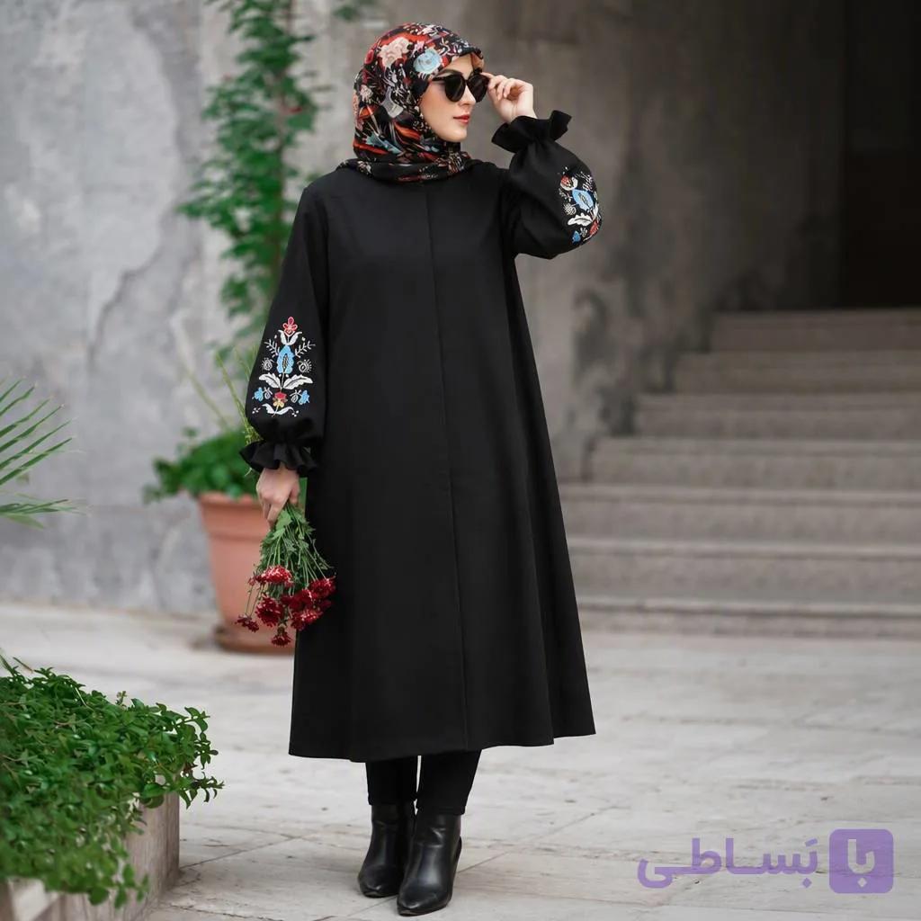 مانتو بلند گلدوزی مازراتی فریسایز ۴۰تا۵۰پرنسا
