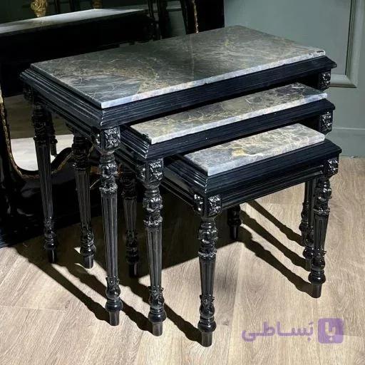 میز عسلی شیک مشکی صفحه سنگ