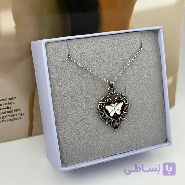 گردنبند قلب پروانه دار