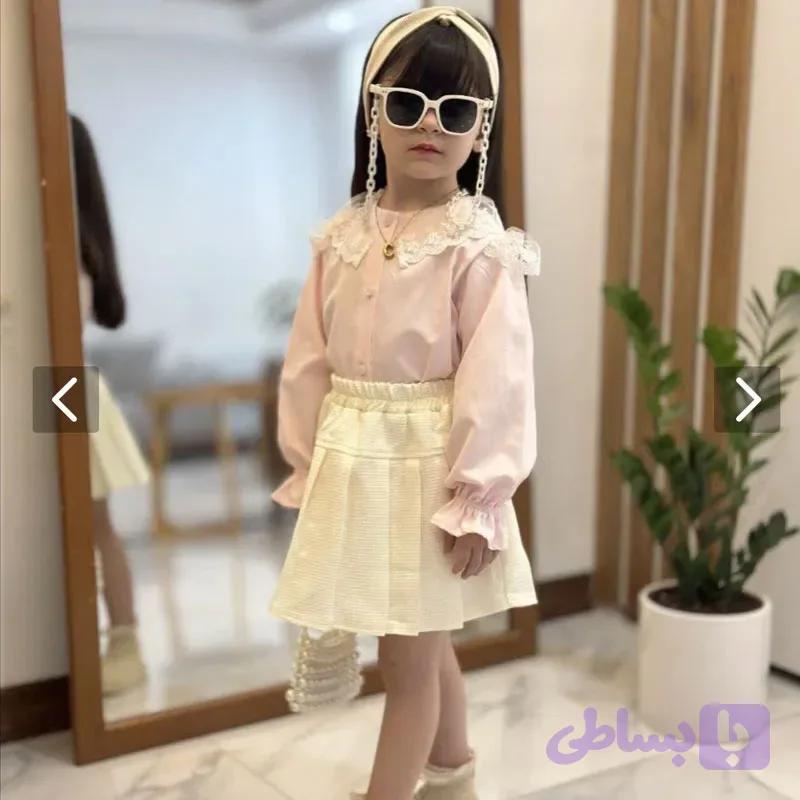 شومیز دخترانه یقه گیپور مجلسی دکمهدار در سه رنگ