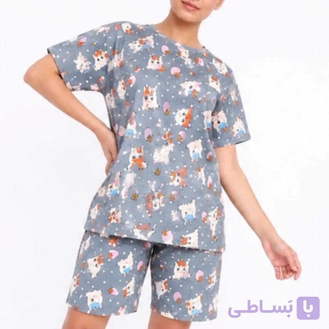 ست تیشرت شرتک زنانه طوسی کد MWTS100