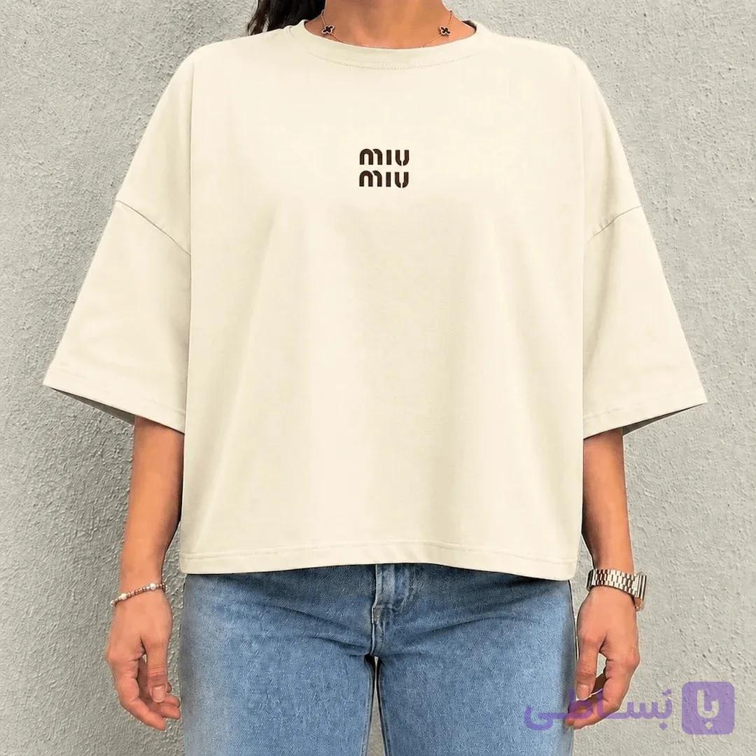 تی شرت زنانه کرم miumiu کد MWT100