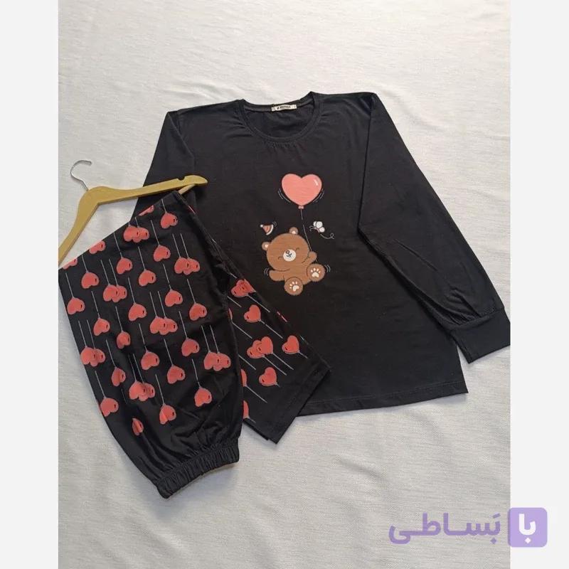 ست بلوز آستین بلند و شلوار لانگ مشکی خرس و بادکنک