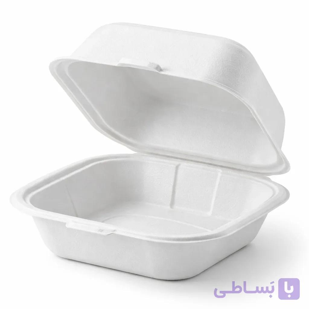 ظرف همبرگرخوری درب دار گیاهی یکبارمصرف