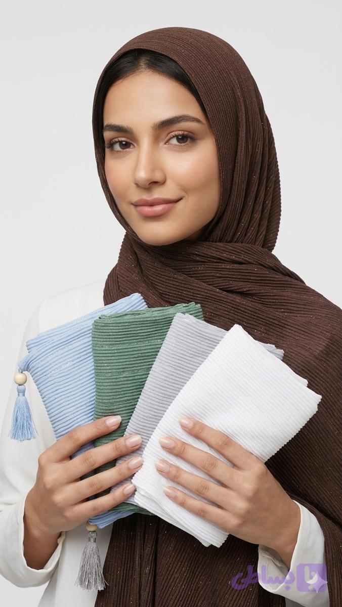 شال ساده پلیسه تک رنگ در رنگبندی