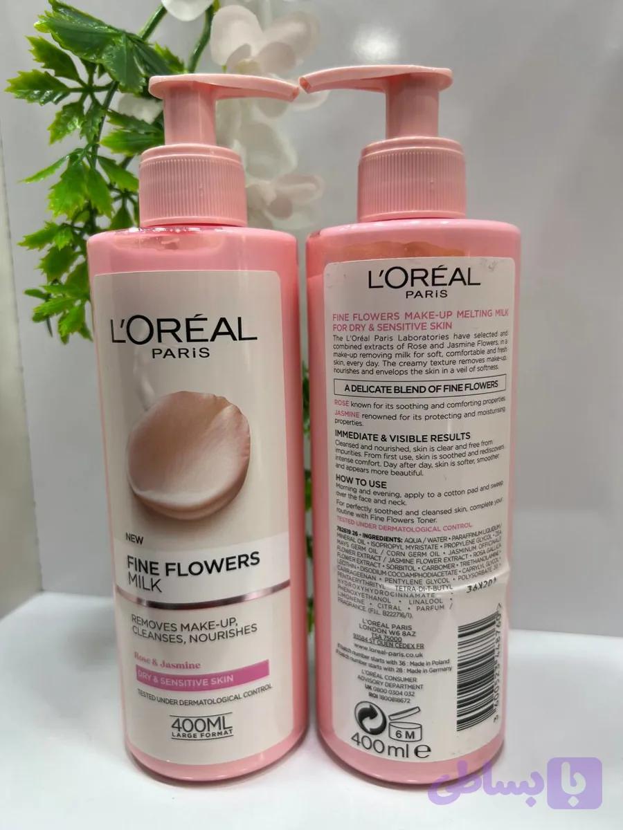 شیرپاککن ملایم لورآل با عصاره گل رز و یاس – Fine Flowers Milk