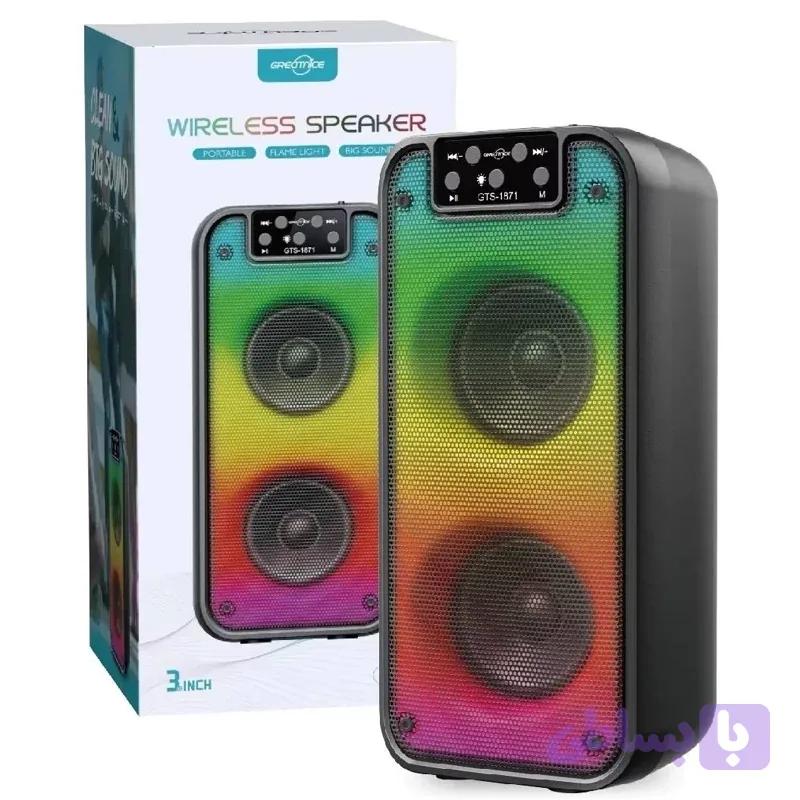 اسپیکر بلوتوثی قابل حمل GTS-1871 شارژی با رادیو FM، USB و نورپردازی LED