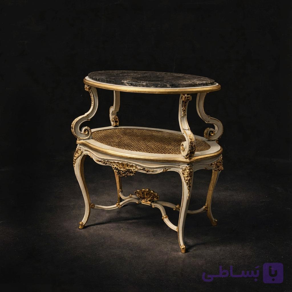 کافی تیبل ۲ طبقه ی بیضی حصیری مسیحا مدل راشل کد 00307002