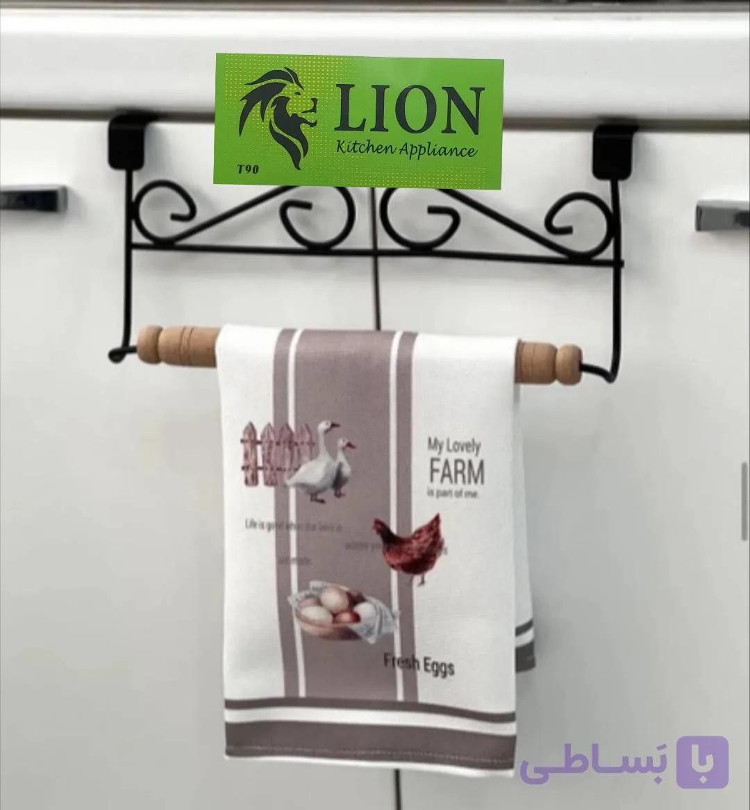 آویز حوله و دستمال کابینتی لیون مدل چوبی