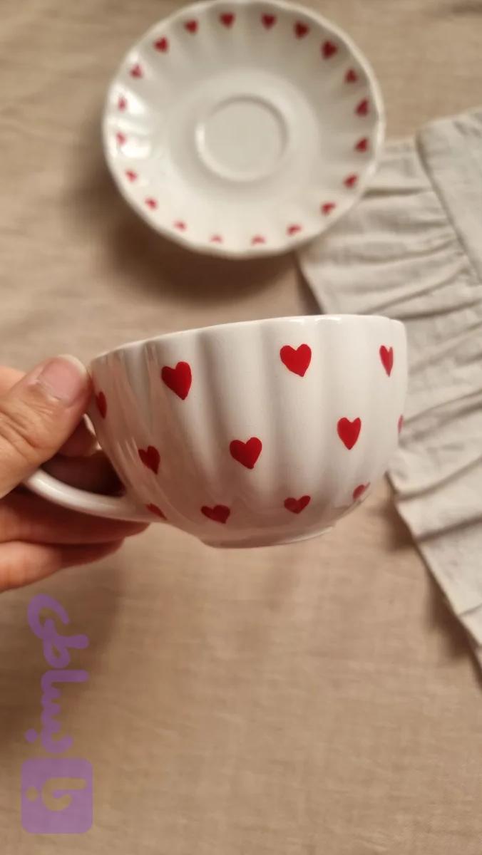 فنجان و زیر سرامیکی قلبی دست ساز