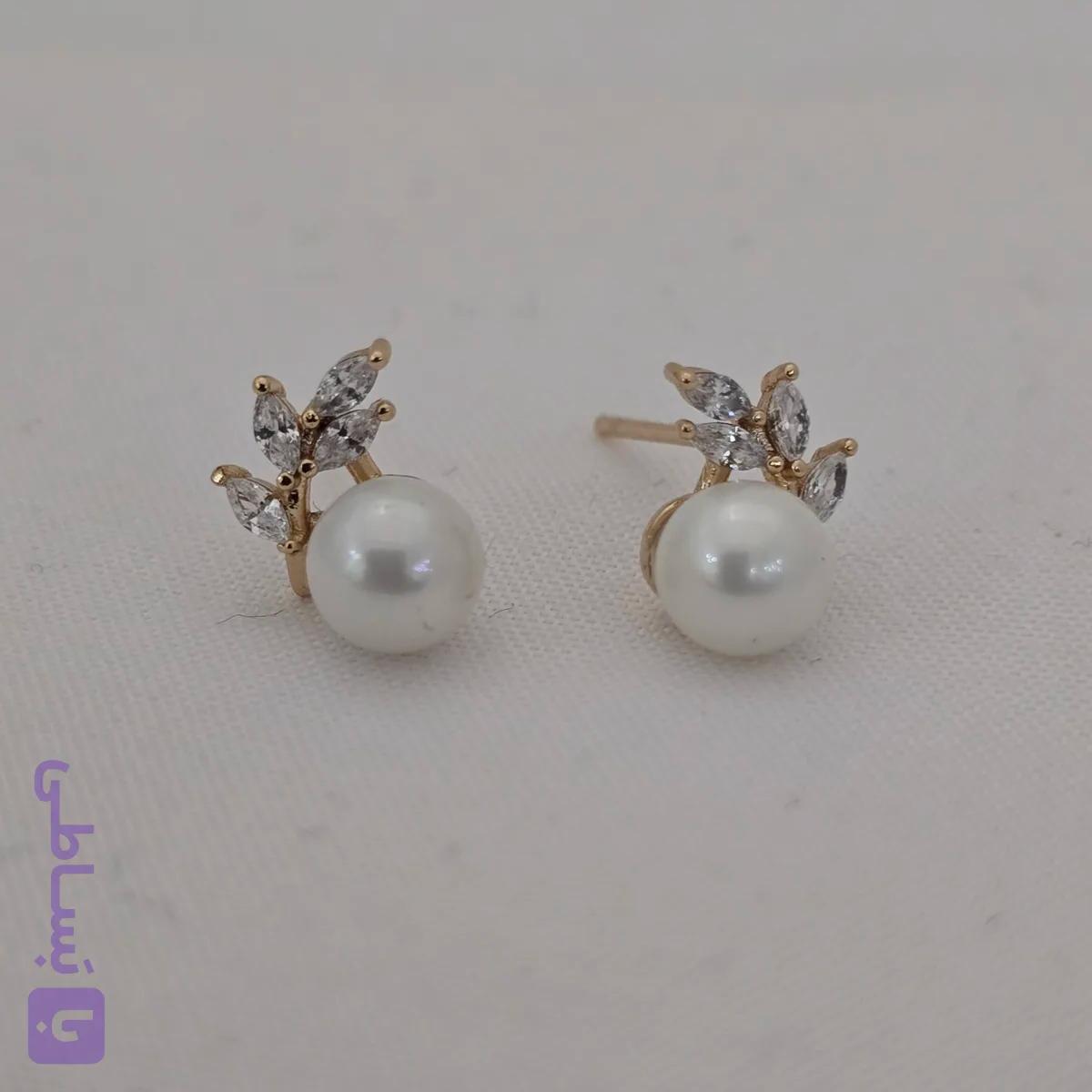 گوشواره مینیمال ژوپینگ ترکیب سنگ و مروارید