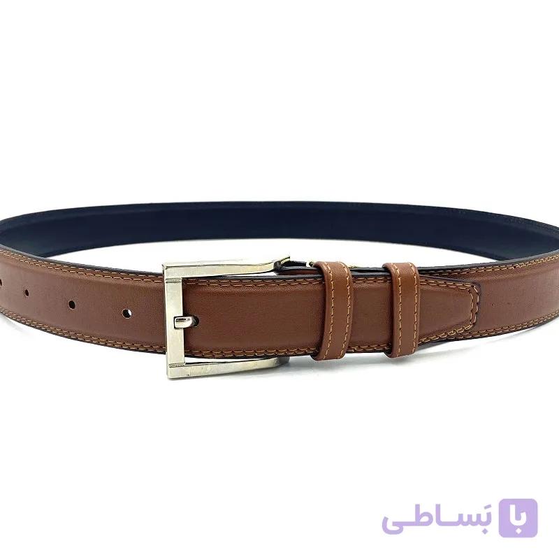 کمربند مردانه چرم طبیعی دو رو عسلی سرمهای کد KM-100