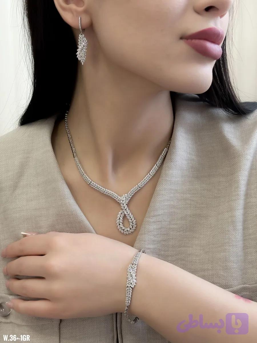 سرویس جواهری نقره زنانه ایتالیایی عیار۹۲۵ مدلSv1370