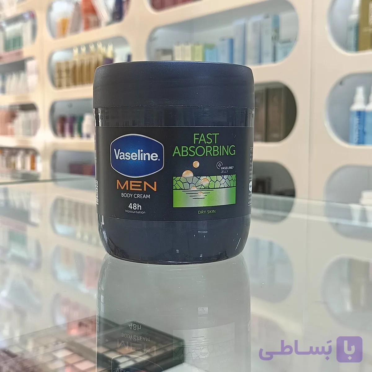 کرم بدن مردانه وازلین Vaseline مدل Fast Absorbing