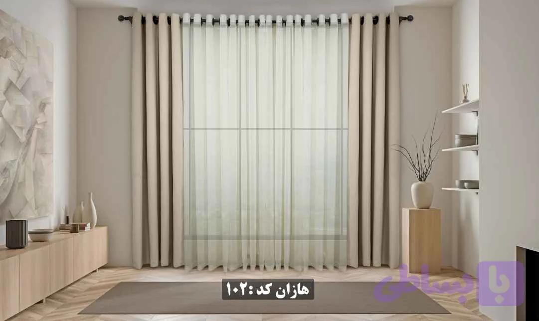 پرده آماده کتان/هازان کد ۱۰۲ - رنگ استخونی تیره