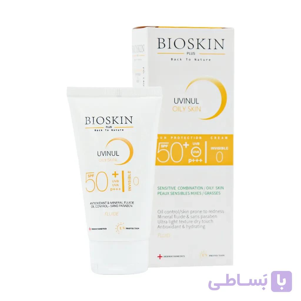 فلوئید ضد آفتاب SPF50 پوست چرب و مختلط بایو اسکین پلاس 40 میلی لیتر