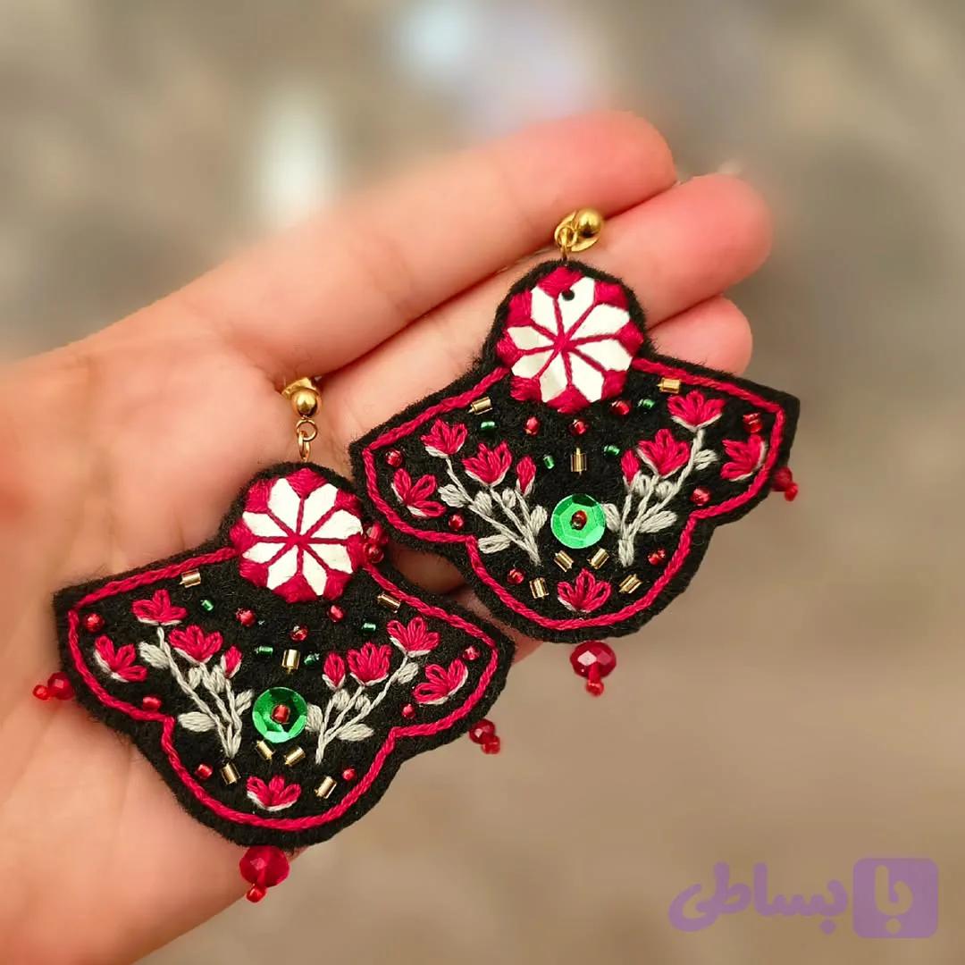 گوشواره گلدوزی نقش دلبر