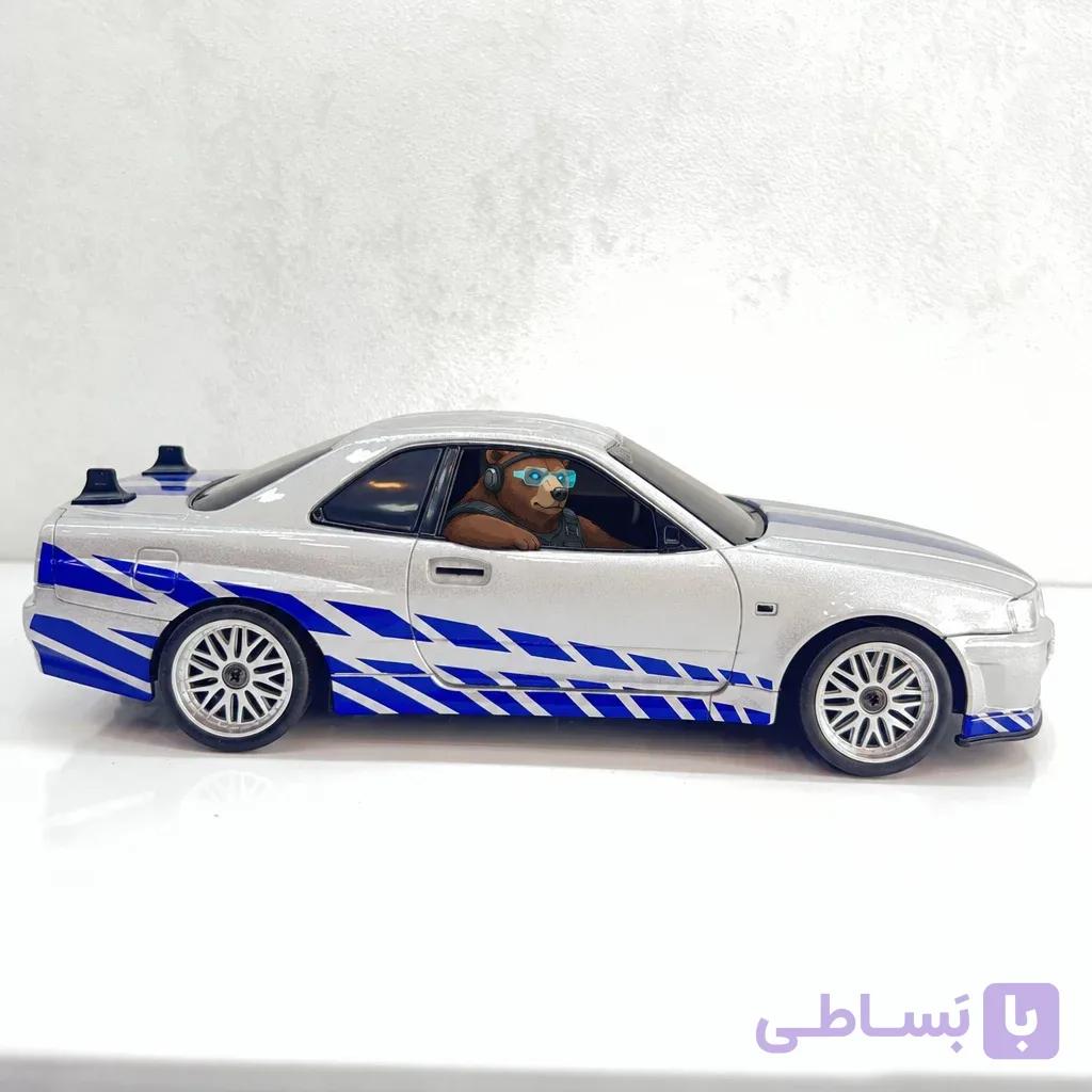 ماشین کنترلی دریفت GTR R34 LDRC مدل LD1899 | بدنه فلزی 1:18 با ژیروسکوپ و کیف حمل