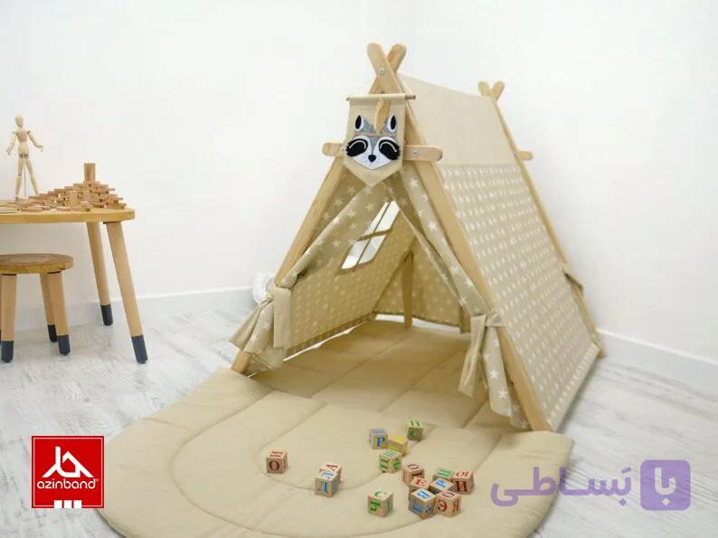 چادر بازی کودک طرح کلبه مدل ستاره نسکافهای (کرم) | Play House