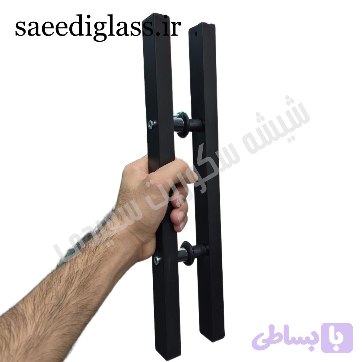 دستگیره مشکی شیشه سکوریت مکعبی 40cm