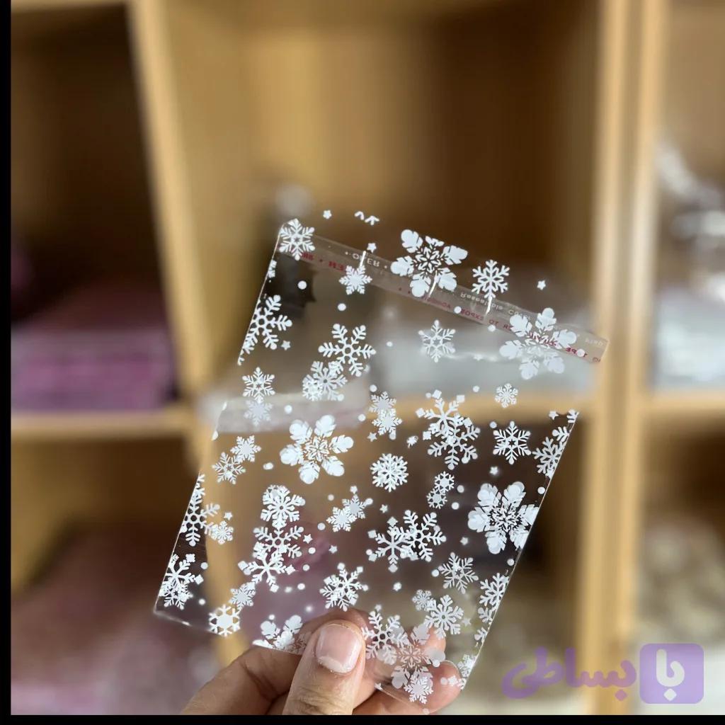 سلفون بستهبندی لبه چسبدار طرح برف 10 در 10 بسته 30 عددی