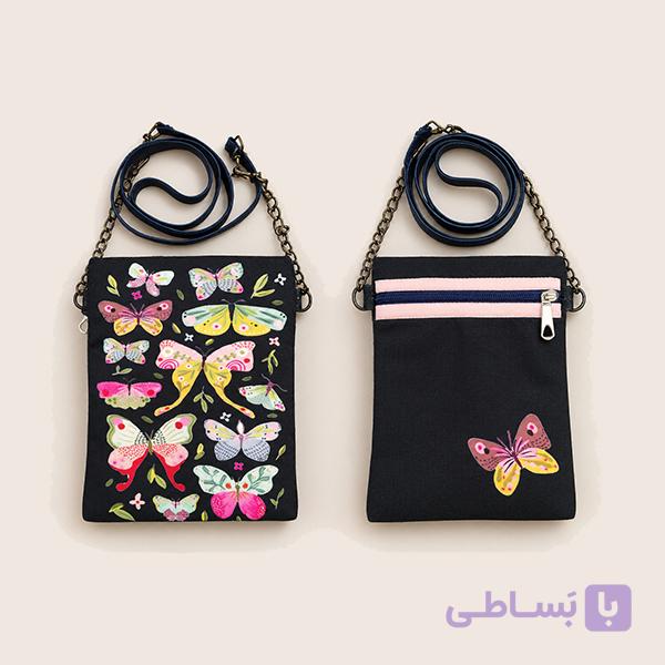 کیف پیاده روی تک زیپ پترن پروانه سورمه ای