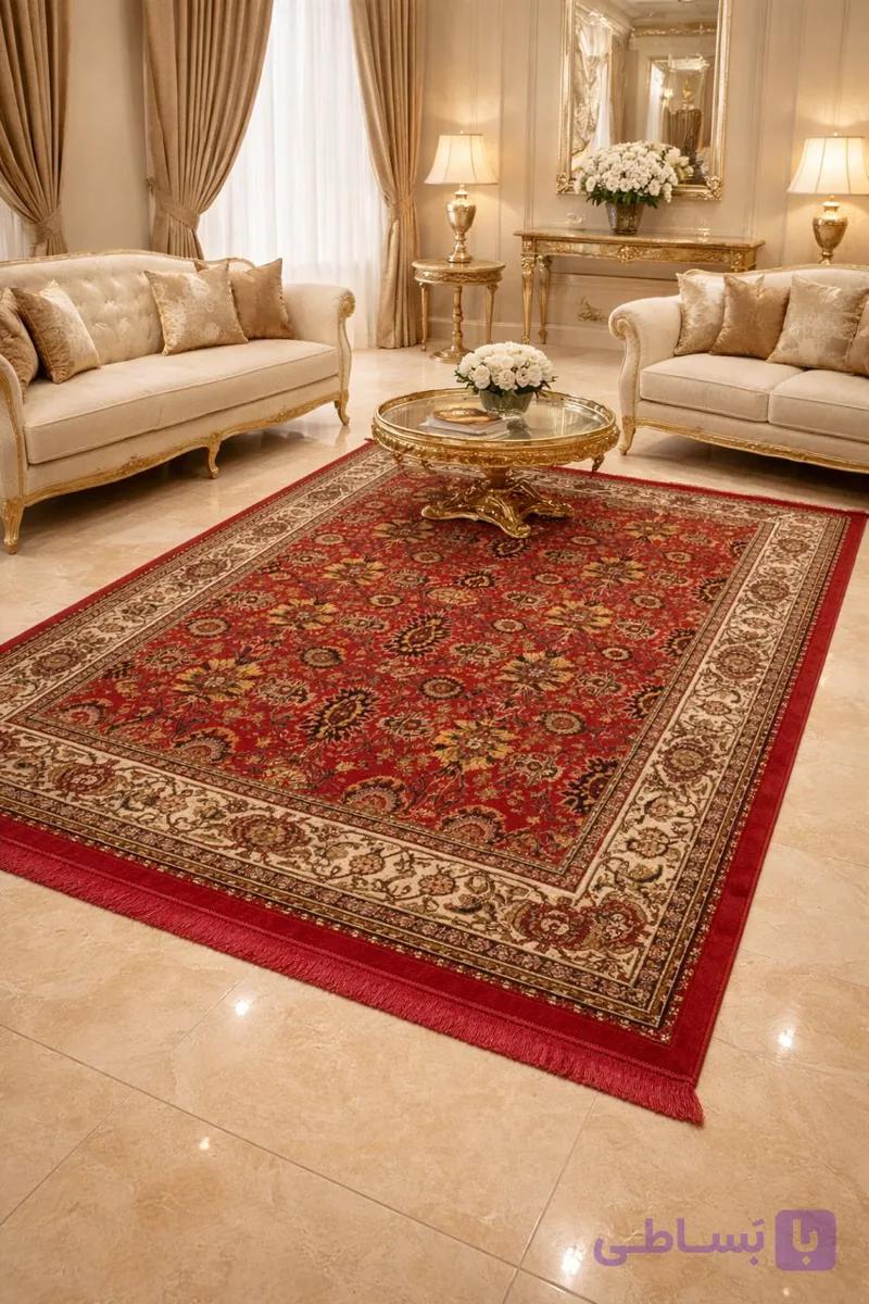فرش افلاک زمینه زرشکی طرح سلطان آباد کد طرح 4101