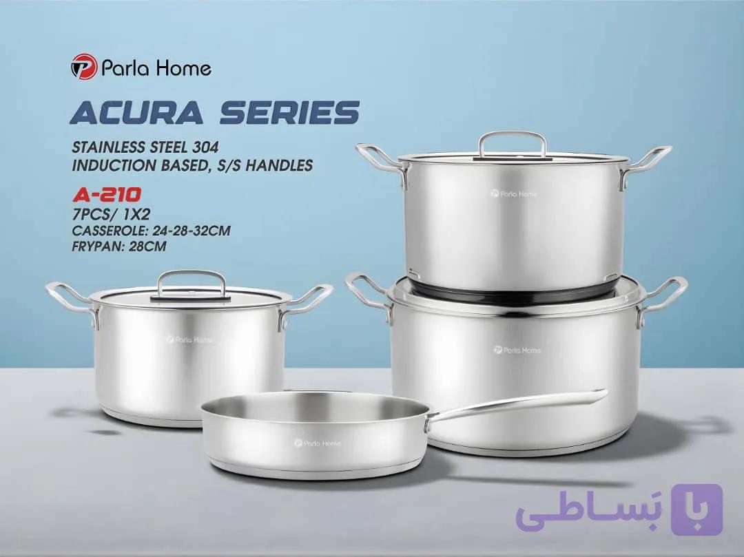 سرویس قابلمه استیل براق ۷ پارچه پارلا هوم Acura A-210 | کیفیت بالا و لوکس