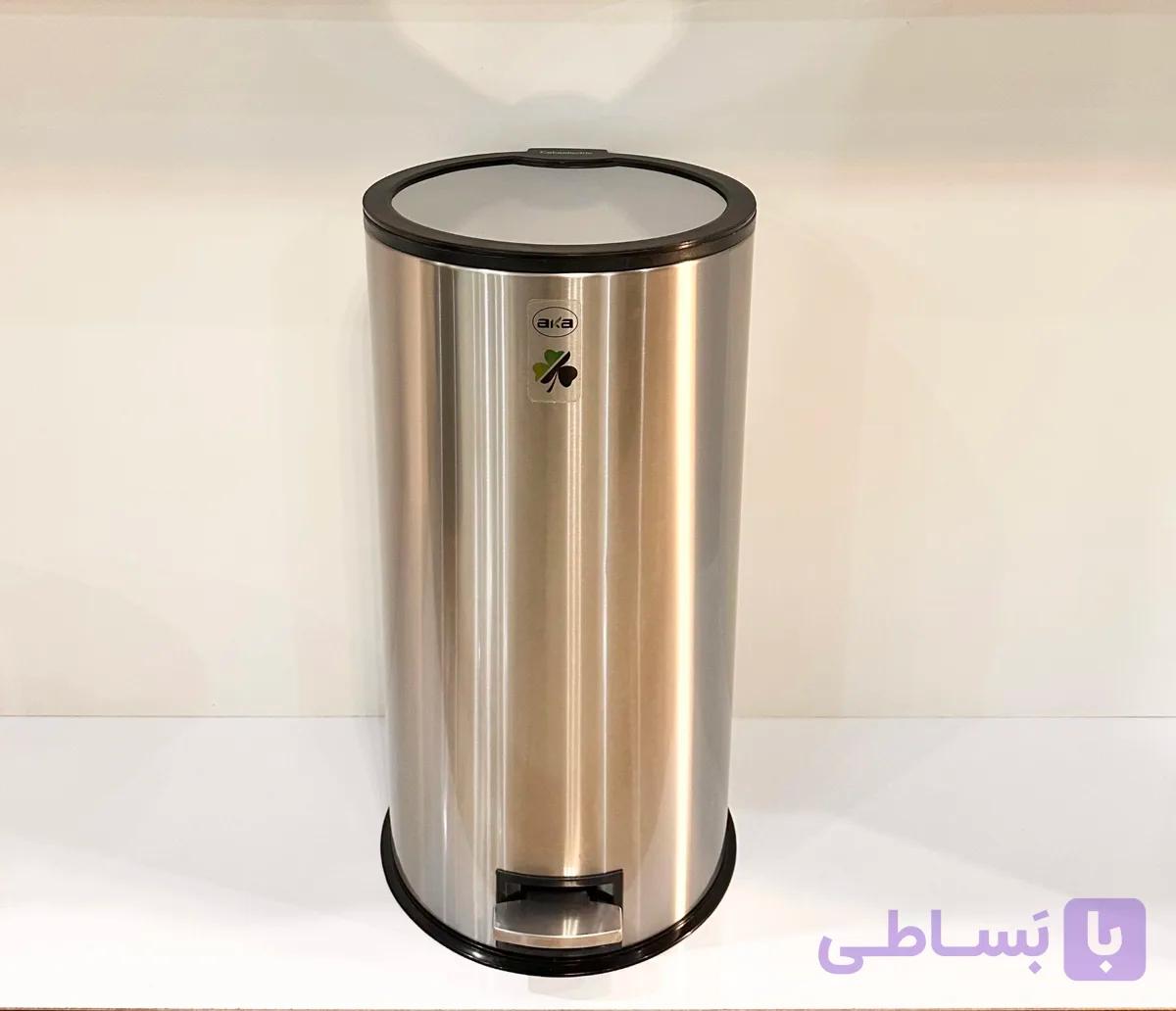 سطل زباله 20لیتر آکا مدل پدالی درب آیینه ای