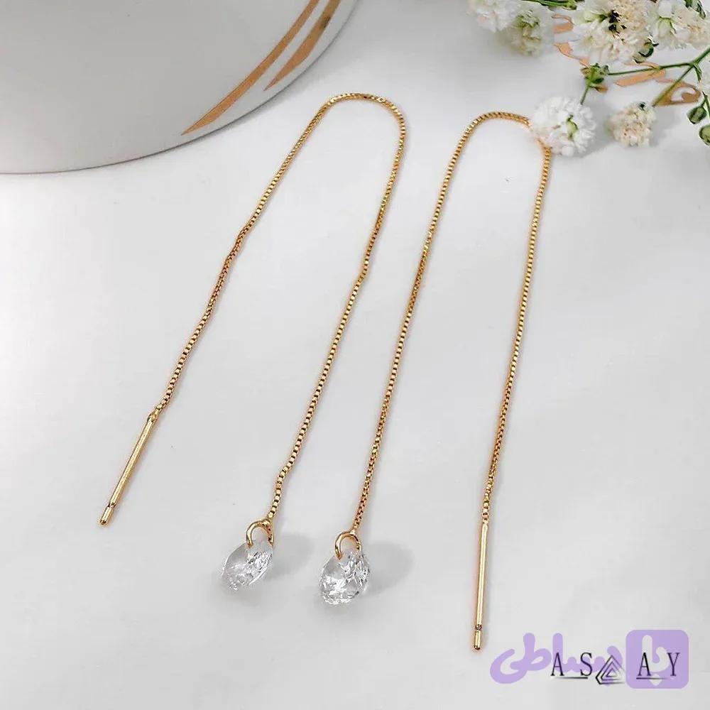 گوشواره بخیه ای جواهری ژوپینگ