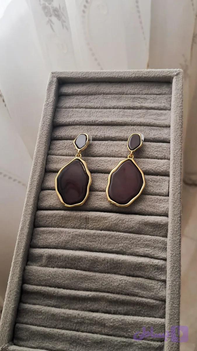 گوشواره رزینی قهوه ای
